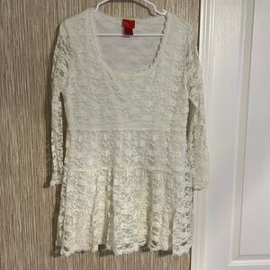 White, lace material. Large. Short dress.